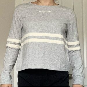 Grey Champion long sleeve shirt with cream stripes 
Size- XS